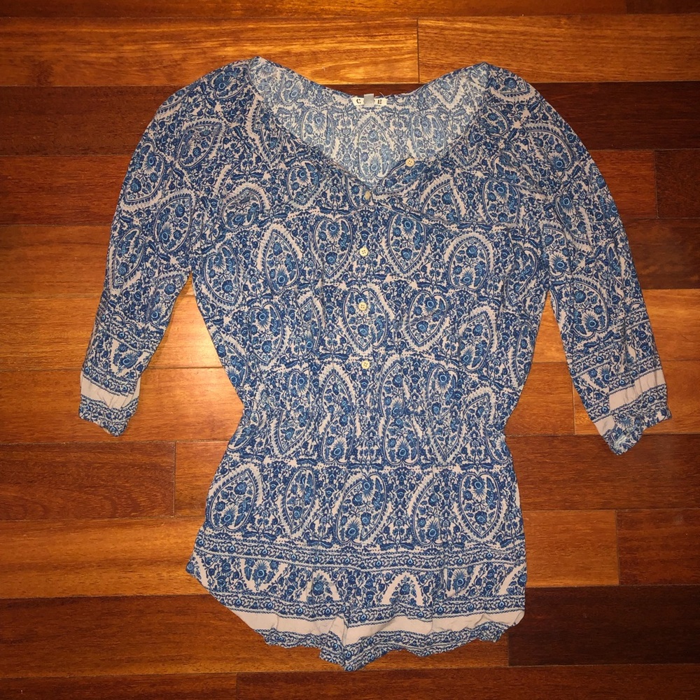 Blue Paisley Romper